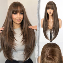 Load image into Gallery viewer, Straight Wig With Bangs 26" PuffPro Voluminous High Crown 4x4 Parting
