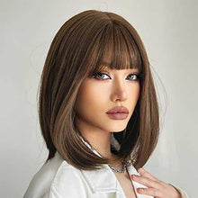 Load image into Gallery viewer, Synthetic Bob Wig with Blunt Bangs Synthetic Wig Wig Store
