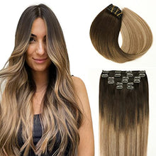 Load image into Gallery viewer, Double Weft Clip in Hair Extensions Human Hair
