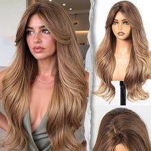 Load image into Gallery viewer, Long Wavy Wig With Bangs PuffPro Voluminous High Crown 4x4 Parting

