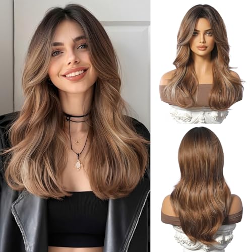 Frosted Ombre Curtain Bangs Long Layered Heat-Resistant Wig