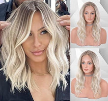 Load image into Gallery viewer, 12 inch Light Brown Loose Curly Lace Front Wig with Middle Part
