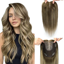 Load image into Gallery viewer, Women's Human Hair Topper Large Base Clip-In Straight Hairpiece
