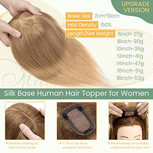 Load image into Gallery viewer, Clip in Hair Topper Human Hair with Silk Base Hairpiece
