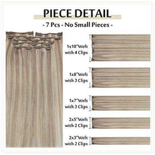 Load image into Gallery viewer, Real Human Hair Extension Clip Ins 120 Grams 7 Pcs Hair Extensions Wig Store
