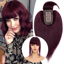 Load image into Gallery viewer, Clip in Hair Topper Human Hair with Silk Base Hairpiece
