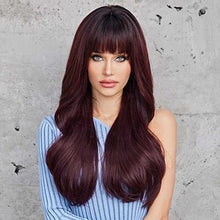 Load image into Gallery viewer, Auburn Ombre Wine Color Wigs with Bangs Costume &amp; Party Wig Wig Store
