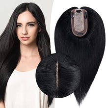 Load image into Gallery viewer, Clip in Hair Topper Human Hair with Silk Base Hairpiece
