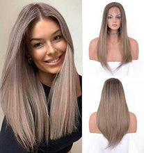 Load image into Gallery viewer, 12 inch Light Brown Loose Curly Lace Front Wig with Middle Part Wig Store
