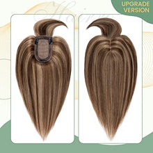 Load image into Gallery viewer, Clip in Hair Topper Human Hair with Silk Base Hairpiece
