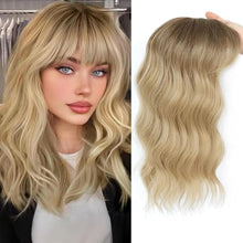Load image into Gallery viewer, Women's Wavy Hair Topper With Bangs 14" Clip-In Hairpiece
