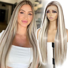 Load image into Gallery viewer, 13x6 Lace Front Wig Straight 26 Inch Highlight Platinum Blonde Synthetic
