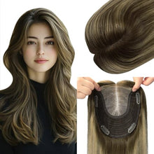 Load image into Gallery viewer, Human Hair Topper 150 Density Clip-In 6x7 Inch Silk Base Straight

