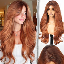 Load image into Gallery viewer, Long Wavy Wig With Bangs PuffPro Voluminous High Crown 4x4 Parting
