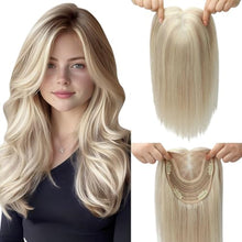 Load image into Gallery viewer, Women's Human Hair Topper Large Base Clip-In Straight Hairpiece
