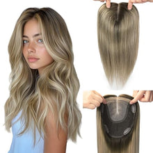 Load image into Gallery viewer, Women's Human Hair Topper Large Base Clip-In Straight Hairpiece
