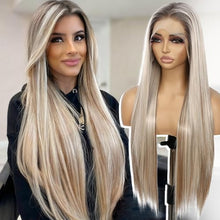 Load image into Gallery viewer, 13x6 Lace Front Wig Straight 26 Inch Highlight Platinum Blonde Synthetic
