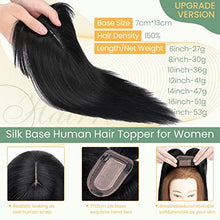 Load image into Gallery viewer, Clip in Hair Topper Human Hair with Silk Base Hairpiece
