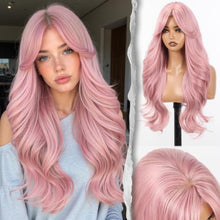 Load image into Gallery viewer, Long Wavy Wig With Bangs PuffPro Voluminous High Crown 4x4 Parting
