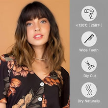 Load image into Gallery viewer, Mid Length Wavy Wig with Bangs and Highlights
