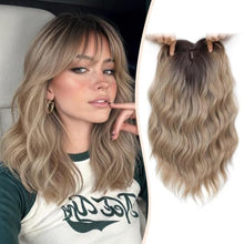 Load image into Gallery viewer, Women's Wavy Hair Topper With Bangs 14" Clip-In Hairpiece
