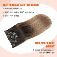 Load image into Gallery viewer, Silky Straight Human Hair Clip in Hair Extensions
