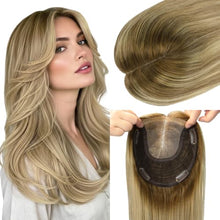 Load image into Gallery viewer, Human Hair Topper 150 Density Clip-In 6x7 Inch Silk Base Straight
