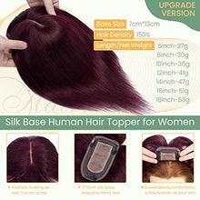 Load image into Gallery viewer, Clip in Hair Topper Human Hair with Silk Base Hairpiece

