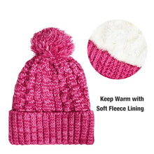 Load image into Gallery viewer, Fleece Lined Cable Knit Beanie Hat Scarf Glove Set
