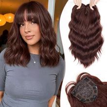 Load image into Gallery viewer, Women's Wavy Hair Topper With Bangs 14" Clip-In Hairpiece
