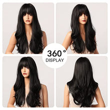 Load image into Gallery viewer, Heat Resistant 24 Inches Long Wavy Ombre Purple to Grey Wig with Bangs
