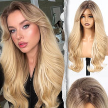 Load image into Gallery viewer, Long Wavy Wig With Bangs PuffPro Voluminous High Crown 4x4 Parting
