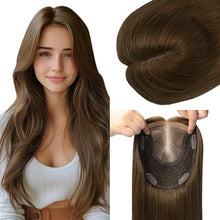 Load image into Gallery viewer, Human Hair Topper 150 Density Clip-In 6x7 Inch Silk Base Straight

