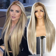 Load image into Gallery viewer, 13x6 Lace Front Wig Straight 26 Inch Highlight Platinum Blonde Synthetic
