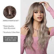 Load image into Gallery viewer, Natural Wavy Long Ombre Ash Blonde Wig With Bangs
