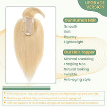 Load image into Gallery viewer, Clip in Hair Topper Human Hair with Silk Base Hairpiece
