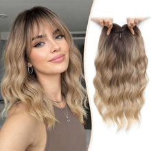 Load image into Gallery viewer, Women's Wavy Hair Topper With Bangs 14" Clip-In Hairpiece
