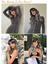 Load image into Gallery viewer, Long Wavy Ombre Grey Wig with Bangs Synthetic Wig Wig Store
