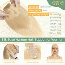 Load image into Gallery viewer, Clip in Hair Topper Human Hair with Silk Base Hairpiece
