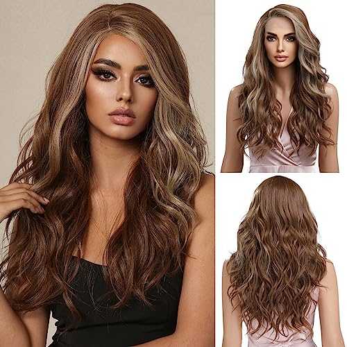 Long Wavy Brown Highlight Blonde Lace Wig Wig Store