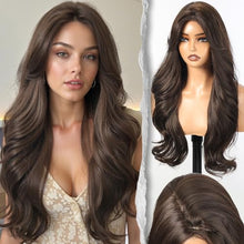 Load image into Gallery viewer, Long Wavy Wig With Bangs PuffPro Voluminous High Crown 4x4 Parting
