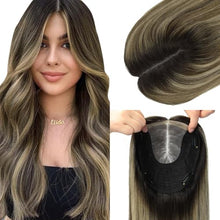 Load image into Gallery viewer, Human Hair Topper 150 Density Clip-In 6x7 Inch Silk Base Straight
