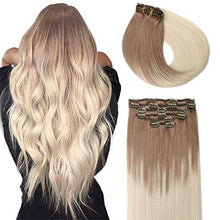 Load image into Gallery viewer, Double Weft Clip in Hair Extensions Human Hair Clip in Hair Extensions Wig Store
