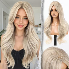 Load image into Gallery viewer, Long Wavy Wig With Bangs PuffPro Voluminous High Crown 4x4 Parting
