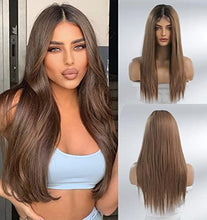 Load image into Gallery viewer, 12 inch Light Brown Loose Curly Lace Front Wig with Middle Part
