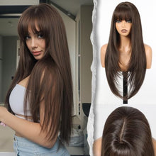 Load image into Gallery viewer, Straight Wig With Bangs 26" PuffPro Voluminous High Crown 4x4 Parting
