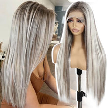 Load image into Gallery viewer, 13x6 Lace Front Wig Straight 26 Inch Highlight Platinum Blonde Synthetic
