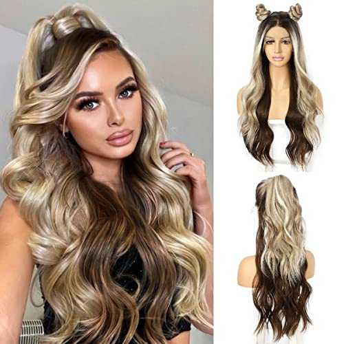 Synthetic Lace Front Wig Body Wavy Chunky Highlights Wig Store