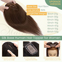 Load image into Gallery viewer, Clip in Hair Topper Human Hair with Silk Base Hairpiece
