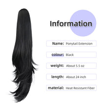 Load image into Gallery viewer, Straight Natural Looking ponytail extension, claw clip
